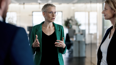 Business professionals discussing new ideas in the office