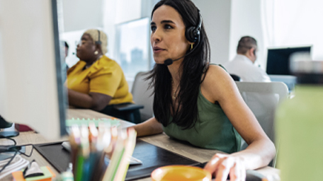 Customer Service Representative working on the office